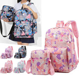 3 Piece Sweet Casual Backpack Set For Students - Green - Front View