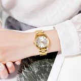 Waterproof Quartz Women Watch With Rhinestone Steel Strap - Delicate And Creative - Close-Up Angle