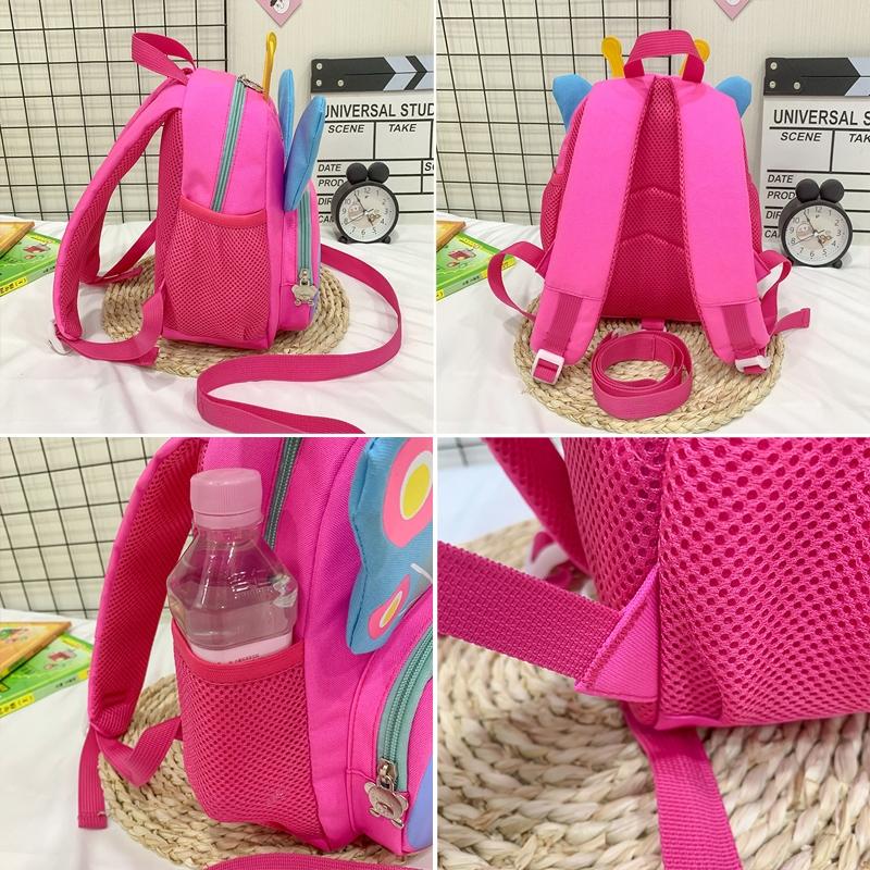 Girls' Butterfly Backpack - Compact and Colourful - Rose Red