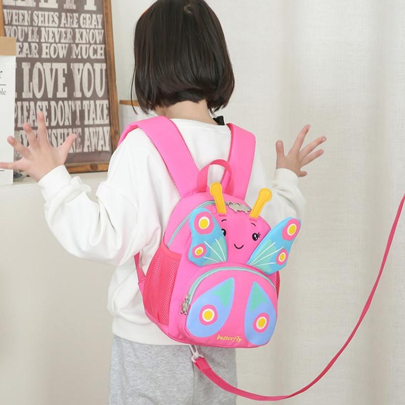 Girls' Butterfly Backpack - Compact and Colourful - Rose Red