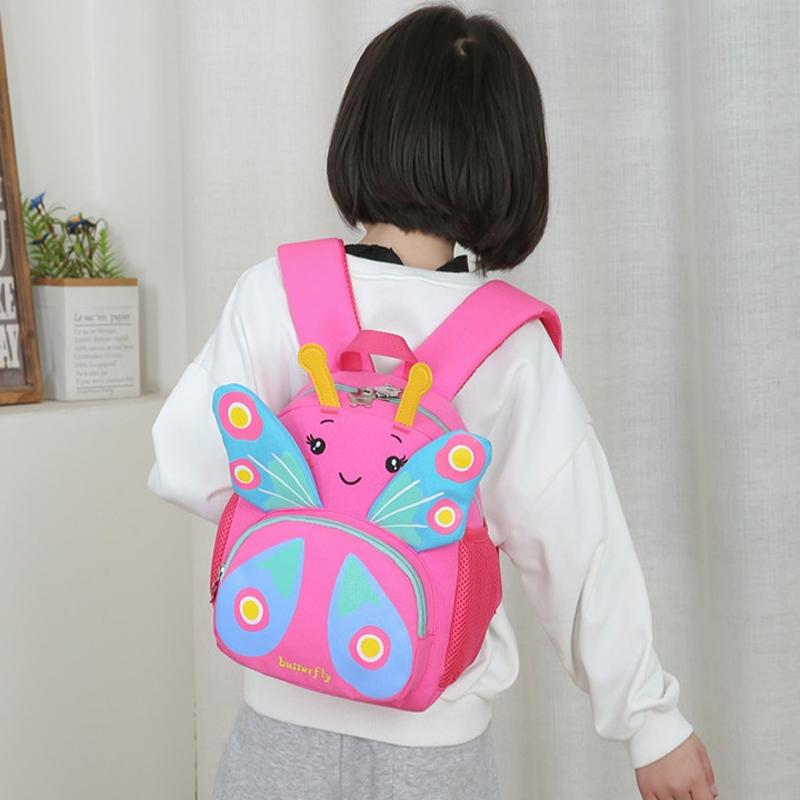 Girls' Butterfly Backpack - Compact and Colourful - Rose Red