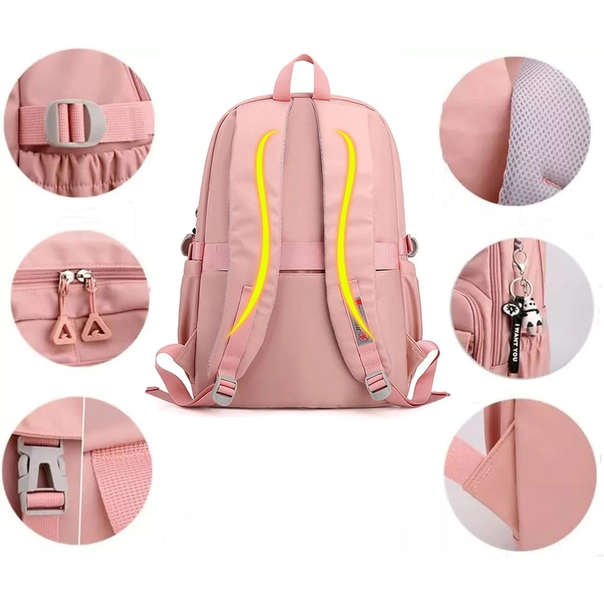 Teen Girls' Anti-theft College Backpack - Secure & Stylish - Soft Pink