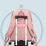 Teen Girls' Anti-theft College Backpack - Secure & Stylish - Soft Pink - Low Angle