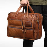 Men 15.6 Inch Business Handbag Casual Singer Shoulder Messenger Bag - Black - Low Angle