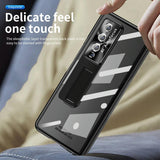 For Samsung Galaxy Z Fold4 5G Magnetic Phone Case With Holder - Plating Finish - Champagne Gold - Top-Down View