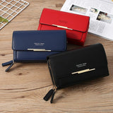 Large Capacity Women Wallet Clutch Bag Versatile Crossbody - Blue - Side View