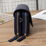 Large Capacity Women Wallet Clutch Bag Versatile Crossbody - Blue - Close-Up Angle