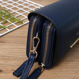 Large Capacity Women Wallet Clutch Bag Versatile Crossbody - Blue - Low Angle