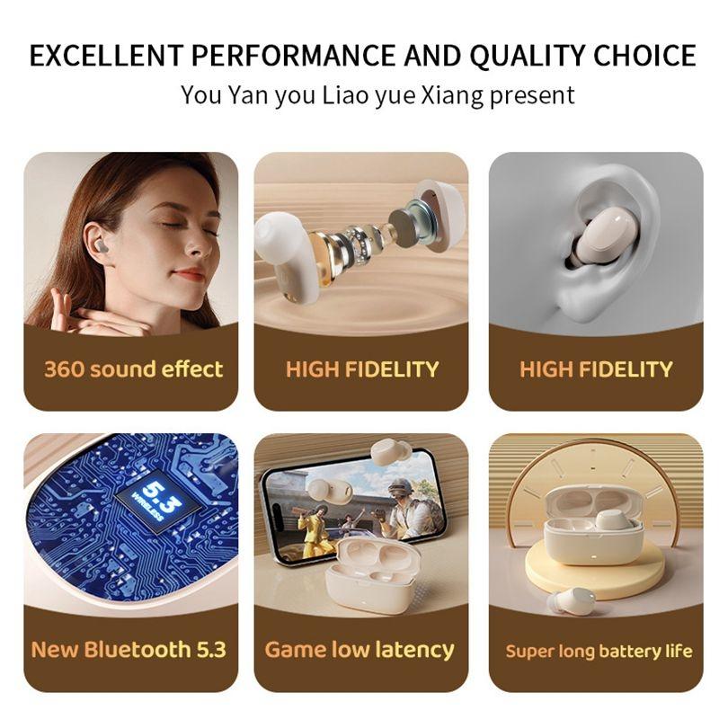 Wireless Earphones with Ai Noise Cancelling Mic and Bluetooth 5.3 - Skin Colour
