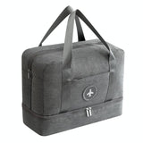 Travel-ready Waterproof Beach Bag with Double Layer Design - Gray - Top-Down View