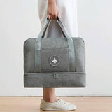 Travel-ready Waterproof Beach Bag with Double Layer Design - Gray - Close-Up Angle