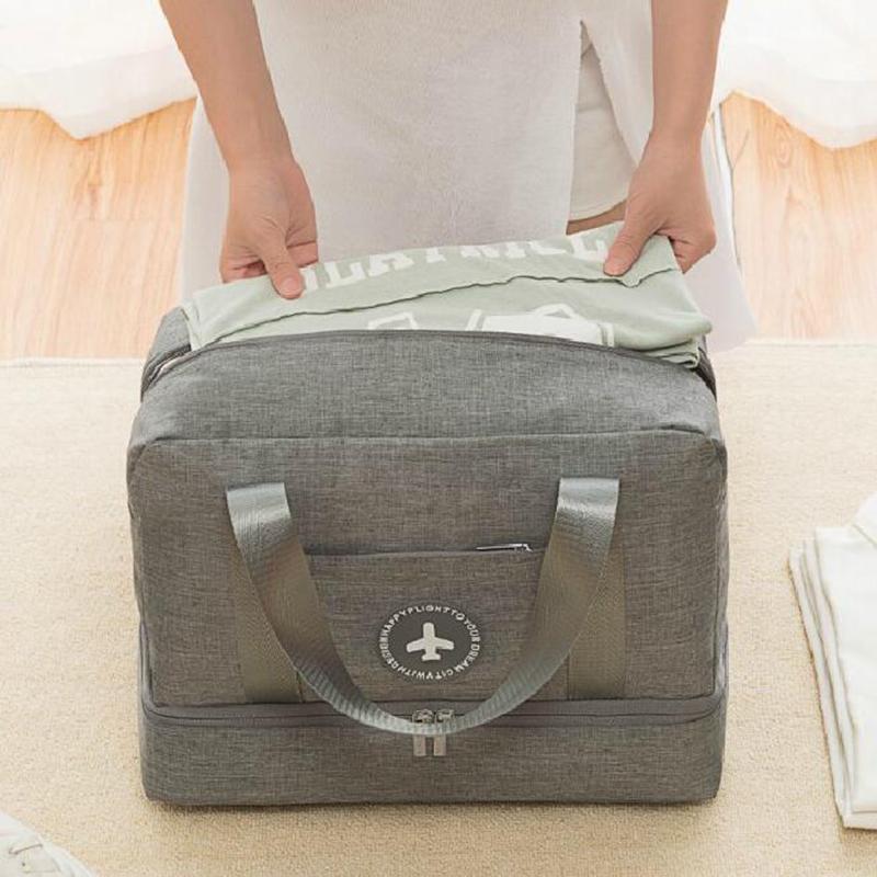 Travel-ready Waterproof Beach Bag with Double Layer Design - Gray