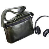 Men Brown Leather Shoulder Bag - Smog Blue