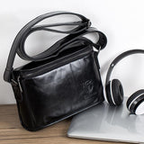 Men Brown Leather Shoulder Bag - Smog Blue