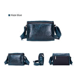 Men Brown Leather Shoulder Bag - Smog Blue