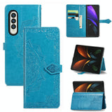 For Samsung Galaxy Z Fold4 5G Embossed Mandala Leather Phone Case - Rose Gold - Front View