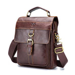Retro Leather Men Shoulder Bag First Layer Cowhide - Obsmetrical Black