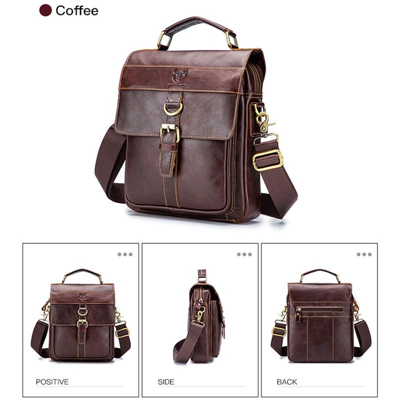 Retro Leather Men Shoulder Bag First Layer Cowhide - Obsmetrical Black