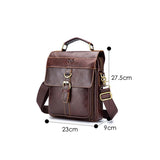 Retro Leather Men Shoulder Bag First Layer Cowhide - Obsmetrical Black - Top-Down View