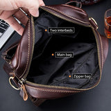 Retro Leather Men Shoulder Bag First Layer Cowhide - Obsmetrical Black