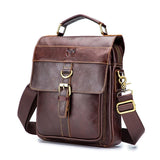 Retro Leather Men Shoulder Bag First Layer Cowhide - Obsmetrical Black