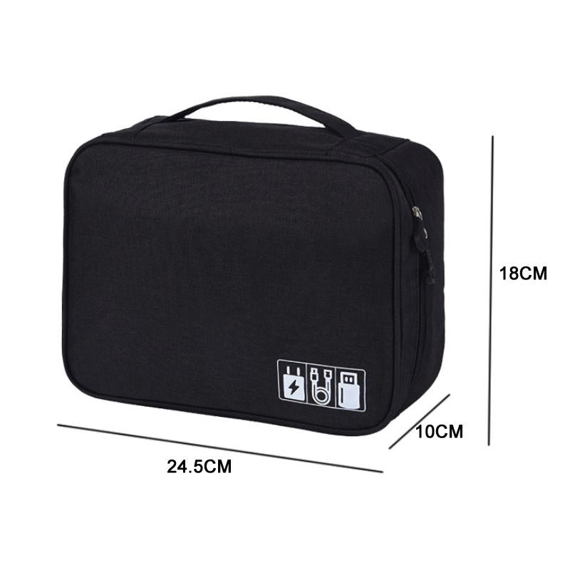 Versatile Cationic Digital Storage Bag for Data Cables - Black
