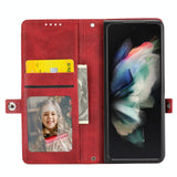 For Samsung Galaxy Z Fold4 5G Leather Grid Texture Phone Case With Lanyard - Brown - Extra Image