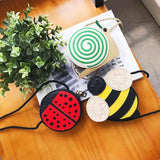 Adorable Kids' Tassel Purse Cute Cartoon Animals - Snail - Top-Down View