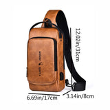 Waterproof Anti Theft Crossbody Backpack For Men - Dark Brown - Rear View