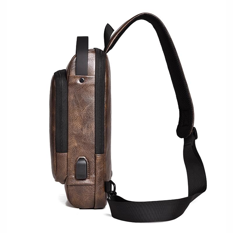 Waterproof Anti Theft Crossbody Backpack For Men - Dark Brown