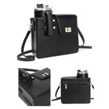 Leather Shoulder Bag For Water Bottles Fits Most Brands - Brown - Top-Down View