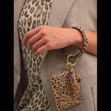 Pu Leather Wrist Ring Key Chain Coin Purse Black - Black