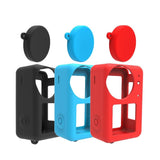 Protective Silicone Case with Lens Cap for Dji Action 3 - Blue - Side View