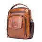 Retro Leather Shoulder Bag For Men Large Capacity - Yellow Brown