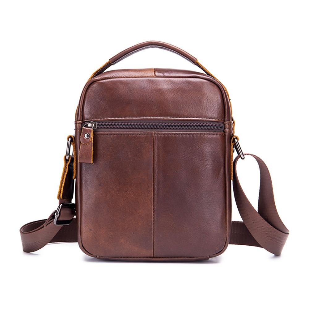 Retro Leather Shoulder Bag For Men Large Capacity - Yellow Brown