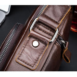 Retro Leather Shoulder Bag For Men Large Capacity - Yellow Brown - Close-Up Angle