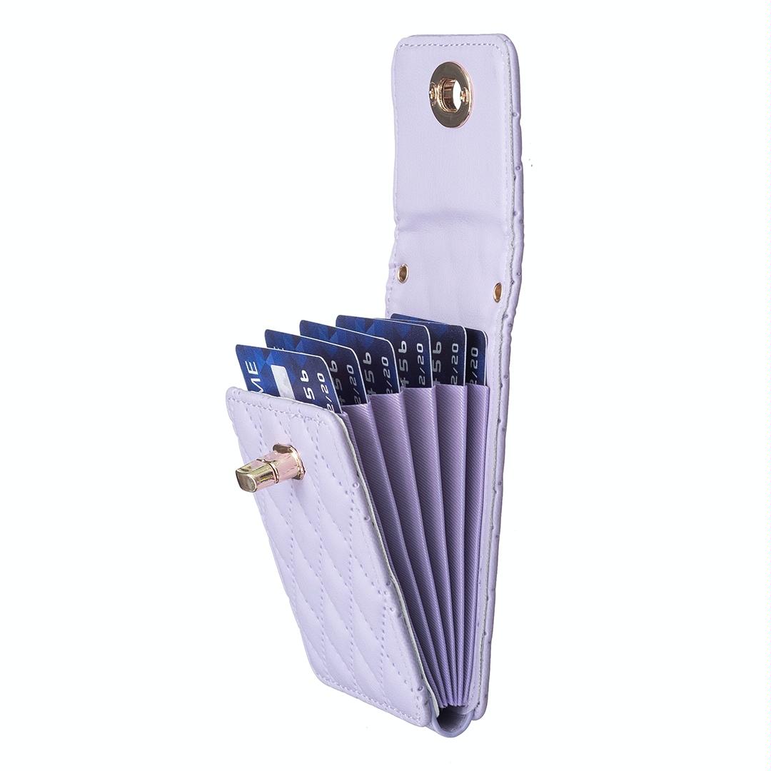 Vertical Card Bag With Metal Buckle For Mobile Phones - Black