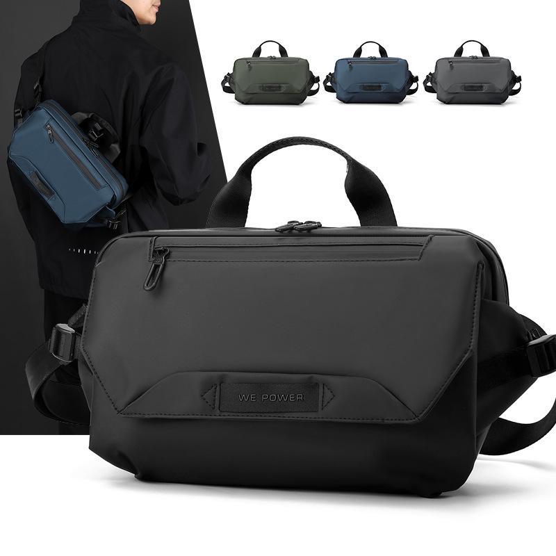 3 Point Strap Men Cycling Chest Bag Anti Sway Design - Deep Blue