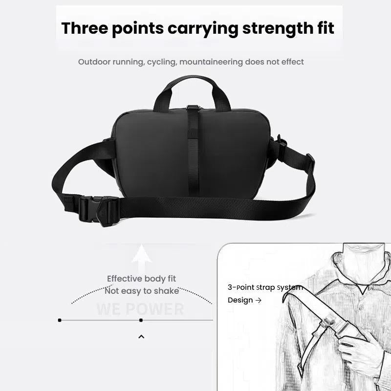 3 Point Strap Men Cycling Chest Bag Anti Sway Design - Deep Blue