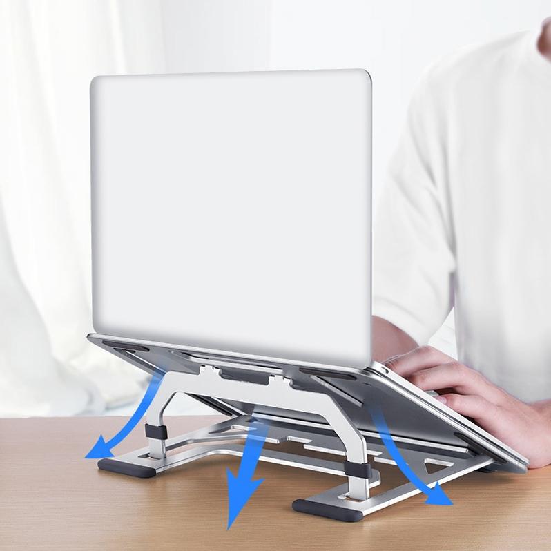 Foldable Aluminum Laptop Stand for Desktop Cooling - Rose Gold