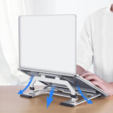 Foldable Aluminum Laptop Stand for Desktop Cooling - Rose Gold - Rear View