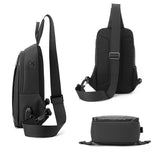 Waterproof Men Chest Bag Multifunctional Shoulder Crossbody For Riding And Casual Use - Dark Blue - Rear View