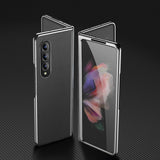 For Samsung Galaxy Z Fold4 5G Leather Folding Phone Case - Electroplated Finish - Army Green - Extra Image