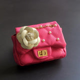Glitter Flower Chain Kid Shoulder Bag - Yellow - 45-Degree Angle