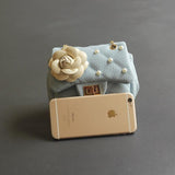 Glitter Flower Chain Kid Shoulder Bag - Yellow - Close-Up Angle