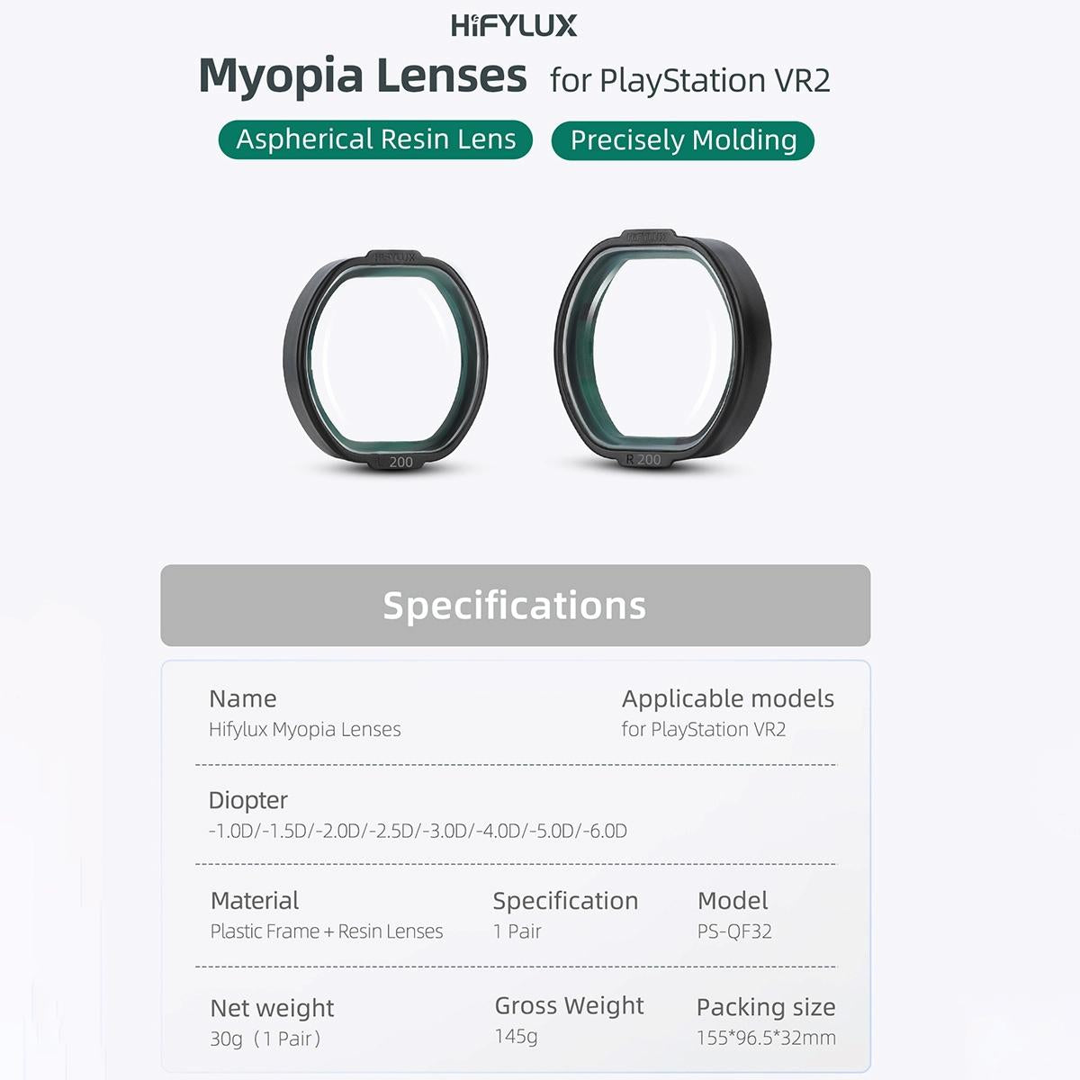 Vr2 Hifylux Myopia Glasses for Playstation - Enhance your Gaming Experience - -2.0D