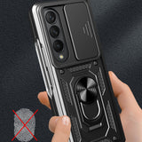 For Samsung Galaxy Z Fold4 5G Tpu Pc Case With Sliding Camera Cover - Green - Close-Up Angle