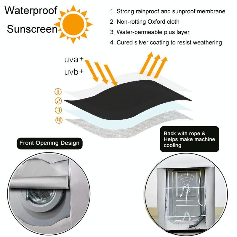 Waterproof Dustproof Cover for 420d Roller Boiler Washing Machine - 60x53x85cm Size - Black - 60X53X85Cm