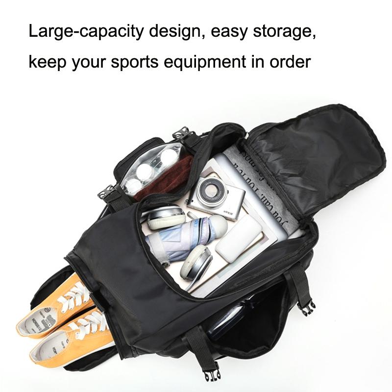 Waterproof Fitness Backpack For Swimming And Travel - Simple Black Bottom Blue Word