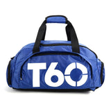 Waterproof Fitness Backpack For Swimming And Travel - Simple Black Bottom Blue Word